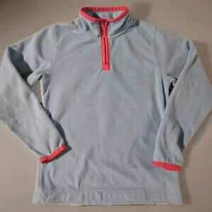 Lands End LittleKids Size 5-6 Blue Pink Lightweight Fleece Quarter Zip Pullover‎